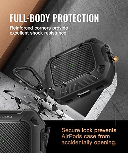 Image of MOBOSI for AirPods Pro 2 Case, Compatible with AirPod 2nd Generation Cover [Compatible with MagSafe] with Lock&Keychain&Cleaner Kit, Full Body Shockproof Protective Hard Shell (2023), Black | with Cleaner Kit