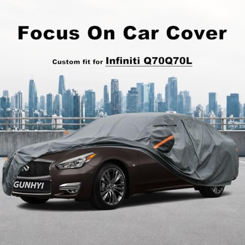 Image of GUNHYI Premium Car Cover Custom Fit Infiniti Q70 /Q70L, 16 Layers Heavy Duty Car Cover Waterproof All Weather with Zipper Door for Sun Rain Snow Dust Uv Protection