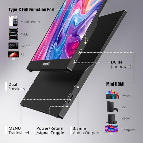 Image of Laptop Screen Extender, 15.6 inch IPS FHD 1080P Laptop Monitor Extender USBC HDMI Dual Speakers Portable Monitor for PC /Mac /Phone /PS5 /PS4 /Xbox /Switch, HDR Gaming Monitor with Cover Stand