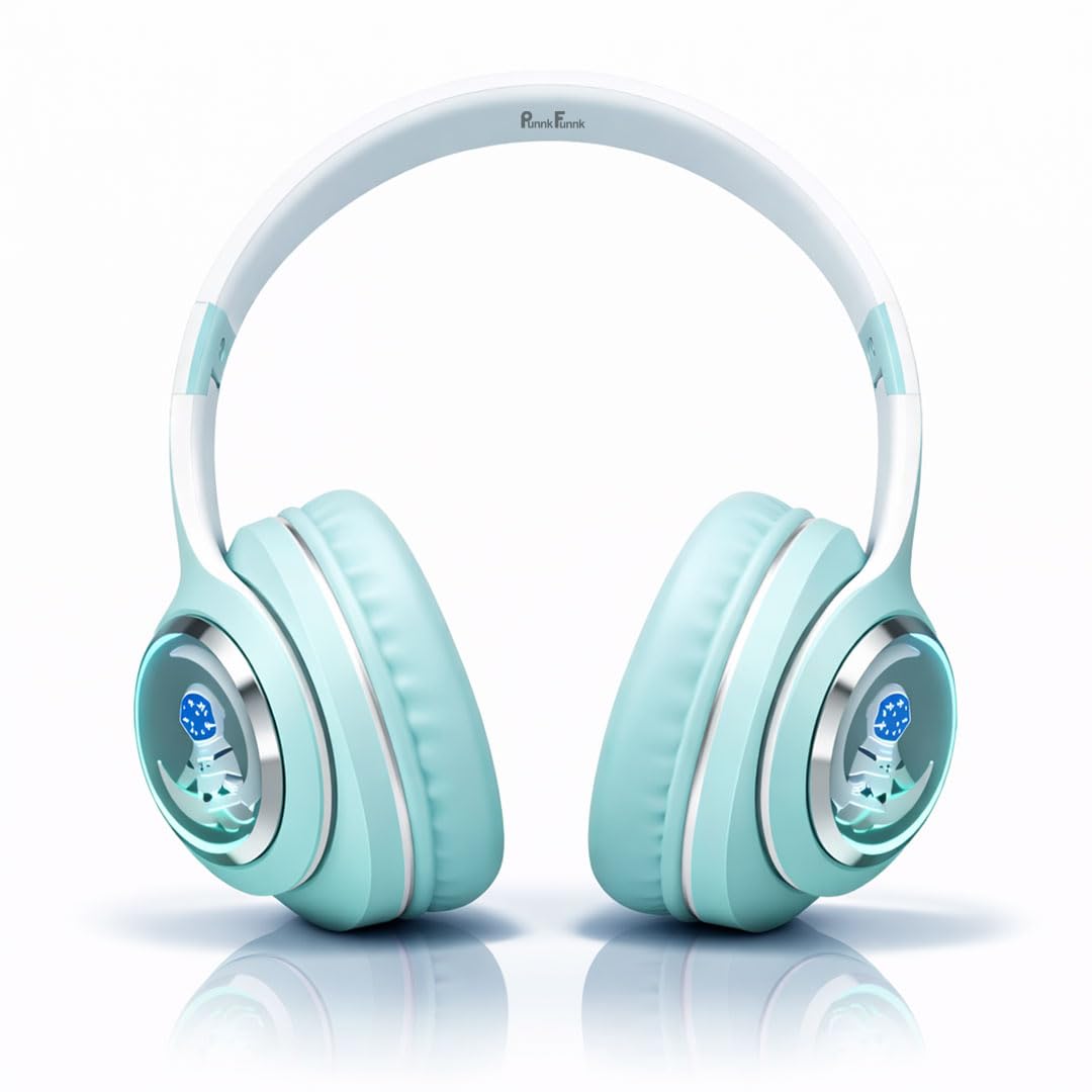 PunnkFunnk Astro Junior Wireless Bluetooth Headphones with BT 5.3, Noise Cancelling, Hi-Res Audio, 40mm Drivers, Deep Bass, Memory Foam Ear Cushions, Over-Ear Headset for Kids, Teens & Adults (Green)-picture-14