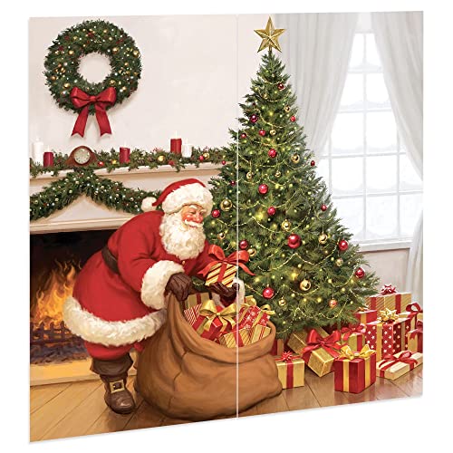 Décoration murale Père Noël Amscan 165 cm pour habiller un mur vide