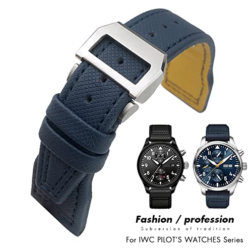 Bracelet en cuir et nylon pour IWC Big Pilot 21mm élégance sur mesure noir - 5