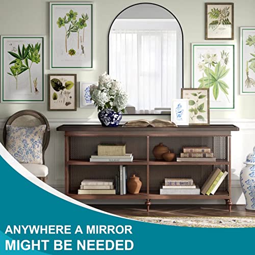 Image of NeuType Arched Wall Mirror for Living Room, Bedroom, Bathroom, Washroom, Hanging or Leaning Against Wall, Best for Room Decor & Home Decor, Aluminum Alloy Frame, Black, 36 inchx24 inch