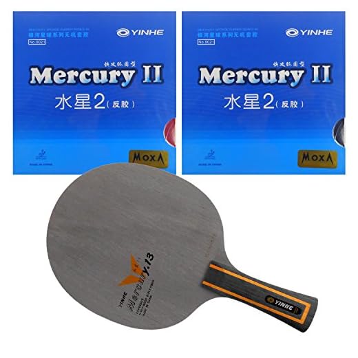 Galaxy Mercury.13 Blade with 2X Mercury II Rubbers for a Table Tennis PingPong Racket Shakehand Long FL