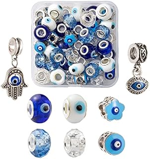 PandaHall 150pcs Rhinestone European Beads 10~12mm Rondelle Large Hole Beads with 3 Styles Alloy Dangle Charms Pendants for European Snake Chain Bracelets