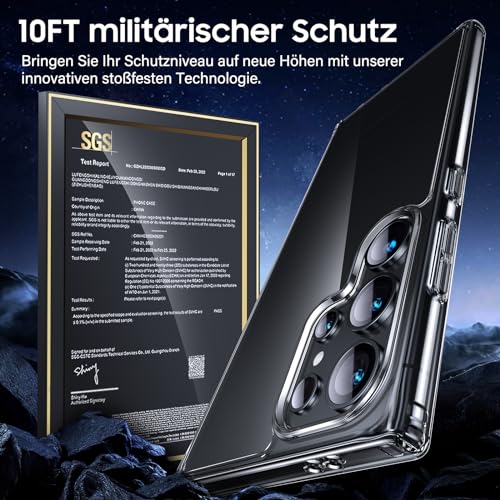 UniqueMe für Samsung Galaxy S24 Ultra Hülle, 5-in-1-Set Handyhülle für Samsung S24 Ultra Case Rundumschutz Schutzhülle Cover,1 Handyhülle & 2 Schutzfolie & 2 Kameraschutz - Transparent 3