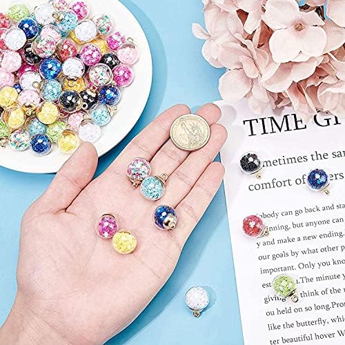 Cupsofu 100PCS Glass Ball Pendant 10 Colors Stars Earring Pendants Jewellery Making for DIY Necklace Bracelet Making