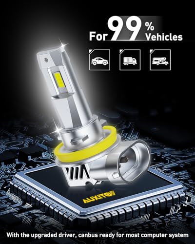Image of AUXITO H11 H8 H9 LED Bulbs, 16 Premium LED Chips, 80000LM 15X Brighter, 6500K Daylight, Plug and Play, 60000H Long Life, Universal Compatibility, Pack of 2