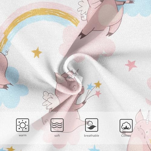 Wusikd Cute Pig Unicorn Girls' Underwear Cotton Rainbow Star Girls Briefs Soft Toddler Underwear 3T3
