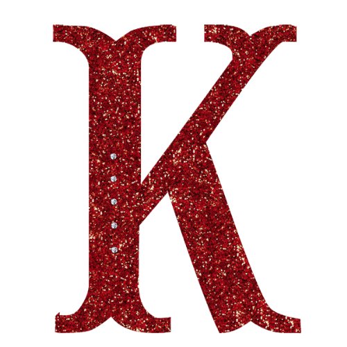 Grasslands Road6-1/2-Inch Glitter Red Monogram Initial Ornament with Metallic Red Cord Hanger, Letter K