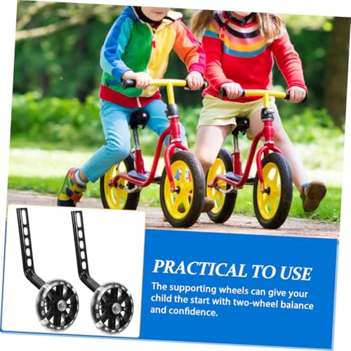 Juego de Ruedas de Entrenamiento Ajustables PRETYZOOM para Bicicletas con Ruedas Auxiliares Resistentes al Desgaste y Destello Negro de 4 Piezas para Niños miniatura 5