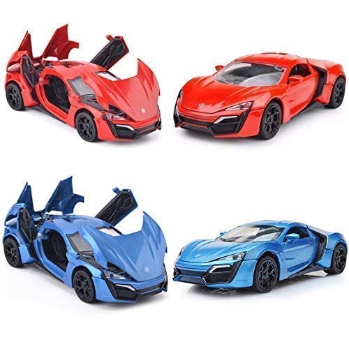 Image of Metal Pull Back Diecast Car 1:24 Big Lykan Hypersport Pull Back Car Model With Sound Light Boys Gifts Toys For Kids?Pack Of 1?,Multicolor
