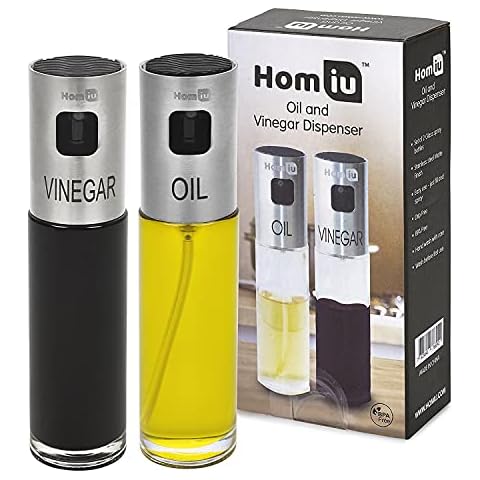 Homiu Oil and Vinegar Dispenser Trigger Bottle Stainless Steel Sprayer for Barbecue Cooking and Salad Seasoning (2) Cover
