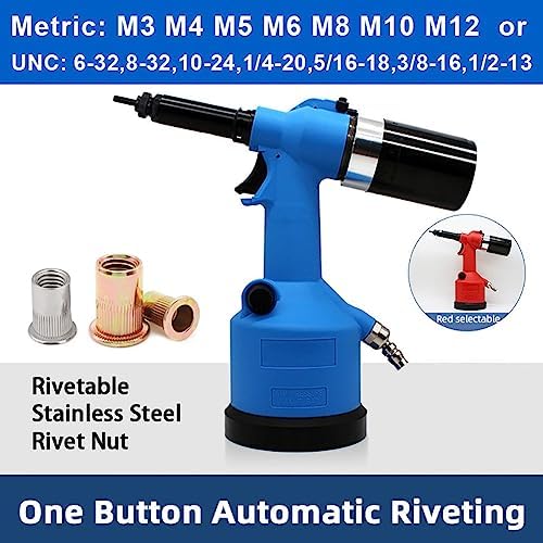 Remachadora neumática automática, herramienta neumática hidráulica industrial para tuercas ciegas M3-M12, pistola remachadora profesional para un cierre eficiente y fiable