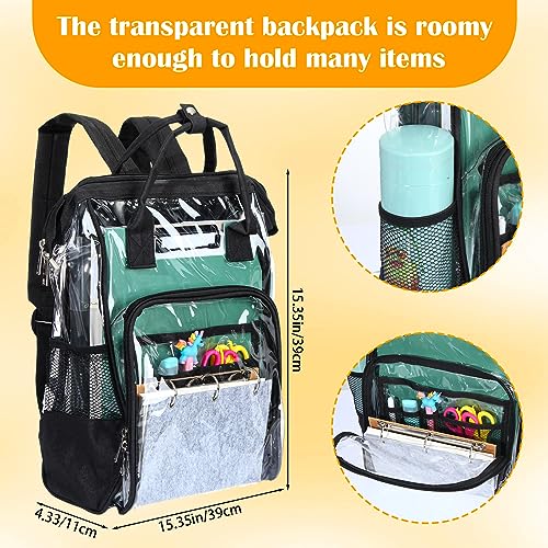 12 Pcs Heavy Duty Clear Backpack 15" Clear Stadium Backpack Stadium Approved Large Transparent Backpacks for School Donation, Stadium Events Supplies(Black)3