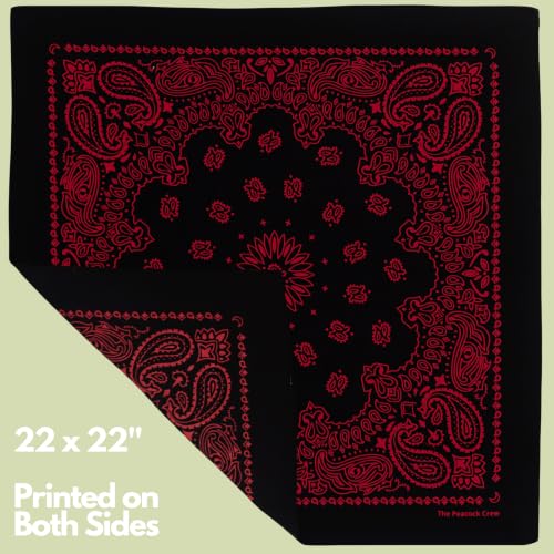 The Peacock Crew 10 Pack Black Red Bandanas in Premium Soft Cotton for Men and Women by The Peacock Crew - Used condition - Image 7