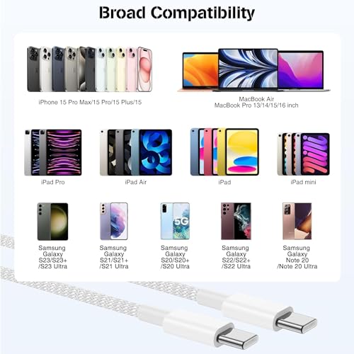 Image of NISHTECH ORIGINAL 60W iPhone 16,15 USB TYPE C to USB TYPE C Cable(60W /3A) USB C Charger Cable Fast Charging for iPhone 15Pro /Plus /Pro Max,iPad Mini 6 / Pro 2021,MacBook,and More