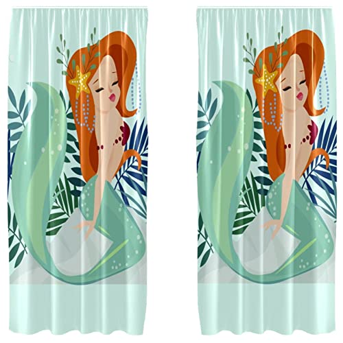 Cortinas de sirena para sala (2 paneles, 55x84") que transforman el dormitorio infantil 2