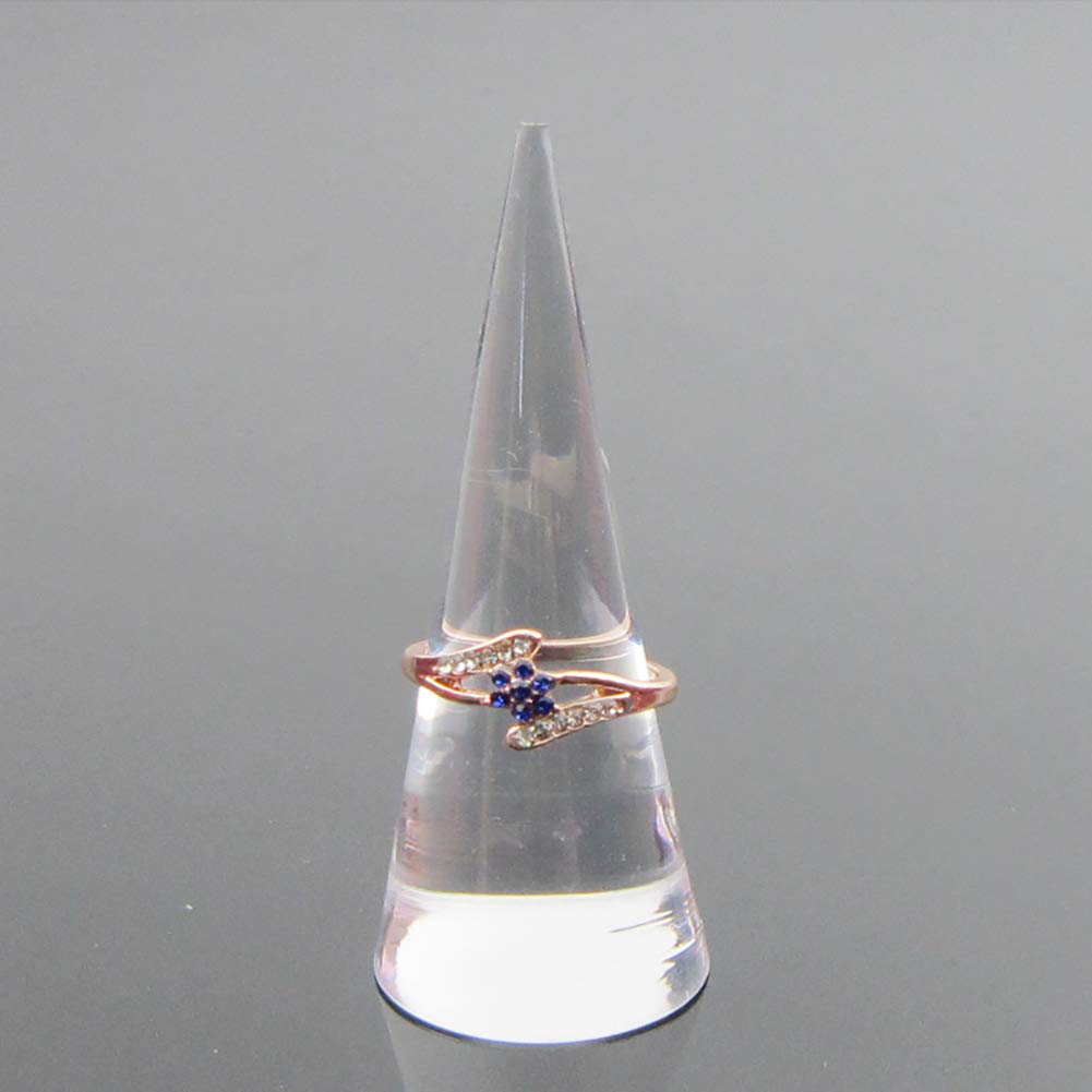 UUYYEO 2 Pcs Clear Cone Shape Acrylic Ring Display Holder Finger Ring Stand Jewelry Display Support Ring Showing Organizer