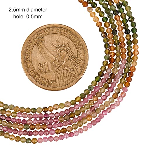 Airssory 450 Pcs 2.5mm Gradient Style Natural Tourmaline Strands Faceted Round Crystal Gemstone Loose Stone Bead Bulk for Energy Healing Jewellery Making - Image 3