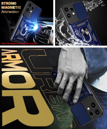 Image of WOW IMAGINE Tough Armor Bumper Mobile Back Case for Nothing Phone 3A Lite | Sliding Camera Cover | Shock Proof 360 Protection | Hybrid PC + TPU | Ring Holder with Kickstand - Blue