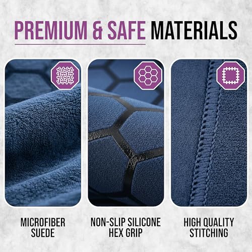 Clever Yoga Hot Yoga Mat Towel – Non-Slip Grip for Hot Yoga, Sweat Absorbent, Honeycomb Silicone Grip, Stays Flat – Ideal for Pilates, Travel, Washable & Lightweight - Dark Blue by Clever Yoga - Image 8