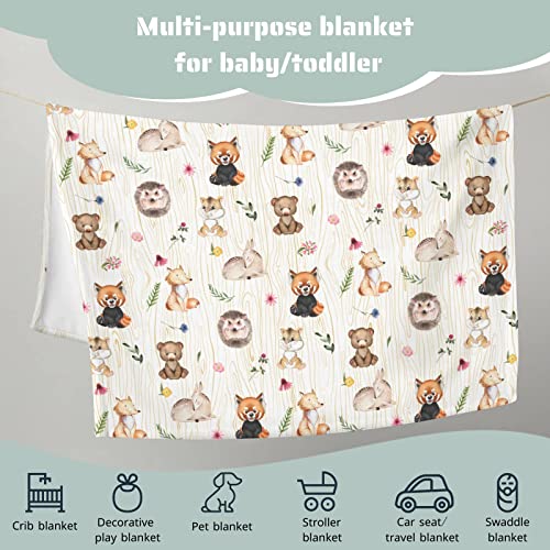 Baby Blanket Forest Animals Woodland Animals Fox Deer Flannel Throw Blanket Large Receiving Blanket Soft Breathable Nursery Bed Blanket For Boys And Girls Multicolor 40X50 Inch #TOP5