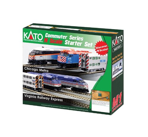 Kato USA Model Train Products N F40PH and Gallery Bi-Level Commuter Series Chicago Metra UNITRACK Starter Set