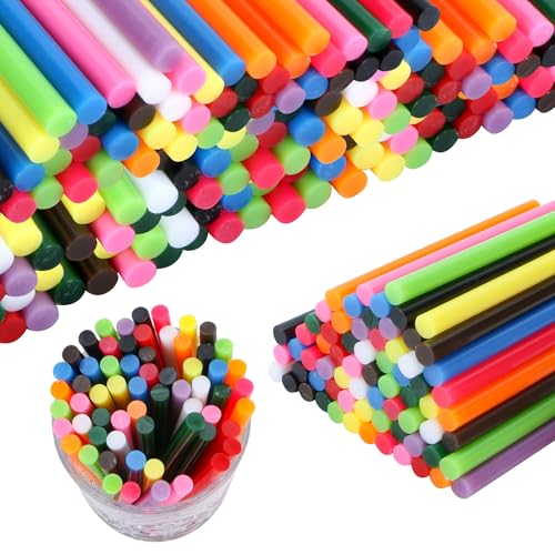 MATUFF Colored Hot Glue Sticks Mini 0.27 x 4 Most Popular 12 Colors EVA Hot Melt Adhesive Mini Glue Sticks Bulk for All Temperature Glue Guns for DIY Art Craft Stamp Repairs Gluing Projects 96 Pcs