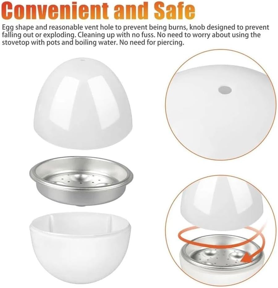 Microwave Egg Boiler 4 Egg Capacity Microwave Egg Cooker for Hard Boiled Eggs Microwave Egg Maker Under 9 minutes Medium and Hard Boiled Egg Cooker Rapid Egg Boiler Microwavable Egg Poacher