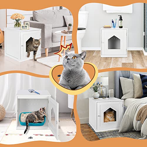 ZENY Wooden Cat Litter Box Enclosure and Side Table #TOP26