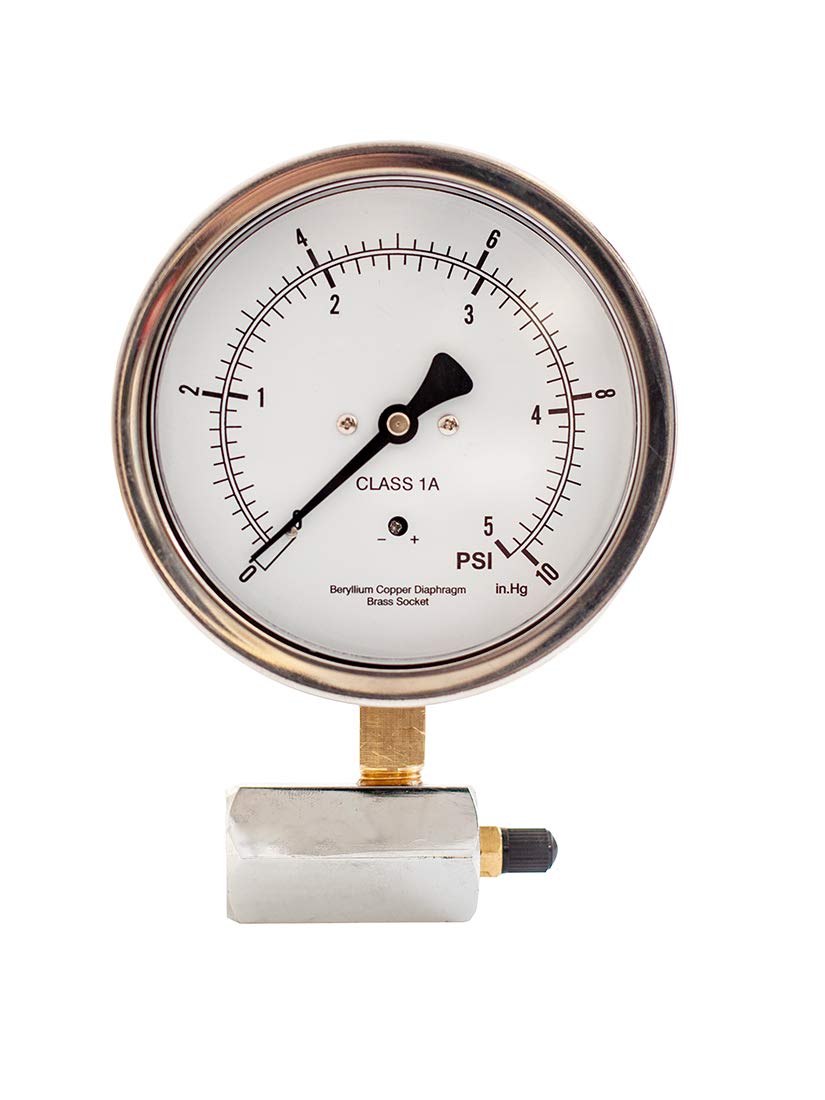 Buy Low Pressure Gauge, 05 psi/in.Hg , 4” face Dia 1/4” NPT Male Brass