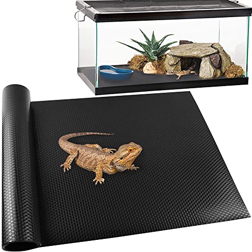 TCYPUHL Reptile Carpet,Bearded Dragon Tank Accessories,Reptile Mat, Leopard Gecko Substrate,Bearded Dragon Tank Flooring,Snake, Tortoise Bedding(18' x 79 ', 1 PCS Black Thicker Mat)