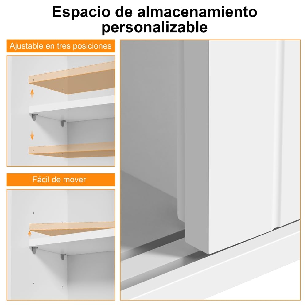 Yaheetech Mueble de Baño con Ruedas Armario de Suelo Estrecho con Puertas Correderas Mueble Cocina Auxiliar de Madera Lacada con Estantes para Espacio Estrecho 20 x 69.5 x 71.5 cm,Blanco