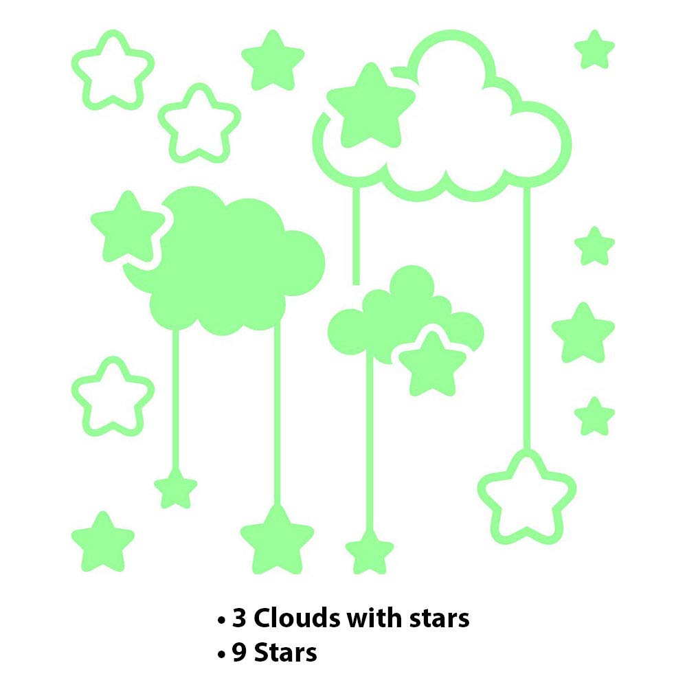 Glow in The Dark Wall Sticker Clouds and Stars - 30 x 30cm, Fantasy Cloud, 30 x 30 cm - Image 2
