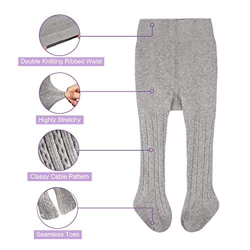 Cozyway Baby Girls Tights Cable Knit Leggings Stockings Cotton 1/3/4/5 Pack Pantyhose Infants Toddlers 0-4T #TOP4