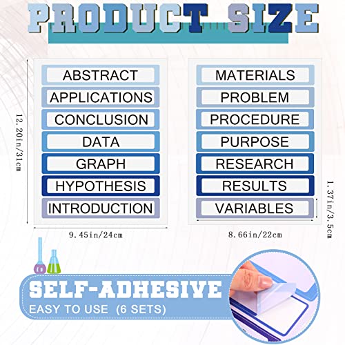 Kosiz 6 Sets Self Adhesive Presentation Science Subtitles Science Fair Display Boards Labels Science Fair Board Supplies Science Fair Titles For Classroom, 14 Titles, 1.4 X 8.7 In (Blue Series Colors) #TOP1