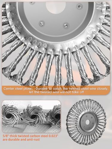 Image of 8in Bench Wire Wheel Brush | Knotted Steel Wire 0.023 inch with 5 /8 inch 7 /8 inch Arbors for Bench Grinder Twisted Carbon Steel Wheel - 2pcs