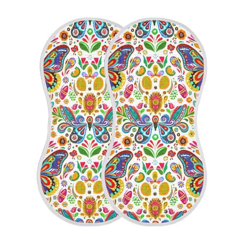 1 Pack Butterflies Muslin Burp Cloths Cotton Absorbent Baby Burping Rags for Boys Girls Soft Newborn Burp Bibs, 22 x 11 Inch2