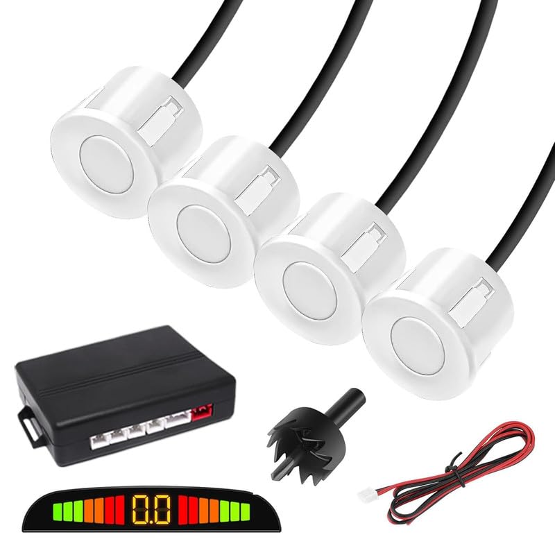 Image of Complete Car Reverse Parking Sensor System with Rear Parking Camera & 4.3 inch Inch TFT Monitor Display (White)