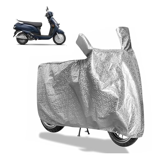 Image of Sulfar Bike Cover for Suzuki Access 125 (Standard /Special Ed.) | Waterproof, Dustproof & UV Protected | All Weather Two Wheeler Cover (Silver) New 2026 Variants