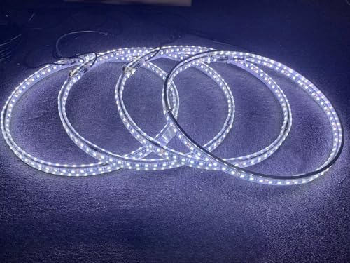 Double Row x4PCS 15.5'' Double Sided Single Row White LED Wheel Well Lights for Truck Car Tire Rings Bluetooth Control Strobe Flash Breath Lighting Off-Road