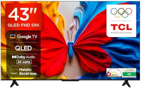 TCL 108 cm (43 inches) Metallic Bezel-Less FHD QLED TV 43S5K (Black)