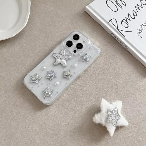 Image of COVERLY for iPhone 12 Pro 3D Luxury Starfish Resin Phone Case,Trendy Translucent Cute Hard Epoxy Art Crystal Clear -Non Yellowing Love Heart Embossed Pearl Princess Cover for Apple iPhone 12 Pro
