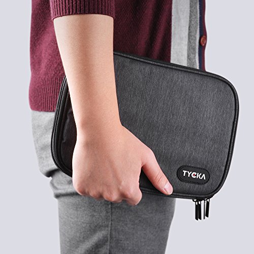 TYCKA Portable Electronics Travel Organizer Storage Bag for Accessories, Cable, Cord, iPad Mini, Kindle, USB, SD Cards, Chargers, Deep Gray