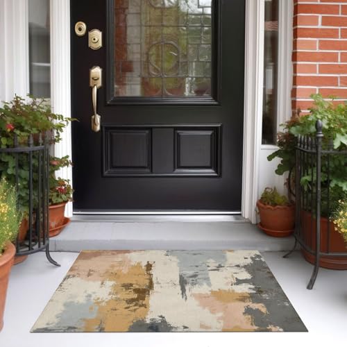 Tapis de salon antidérapant et lavable style artistique rétro beige