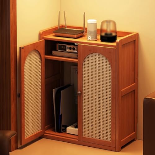 JINGJIAOPLSD Cubreradiadores de Ratán, con Estantes Ajustables, Caja de Almacenamiento de Piso con Acento de Bambú, para Dormitorio y Sala de Estar(60x98x25cm/23.6x38.6x9.8in)