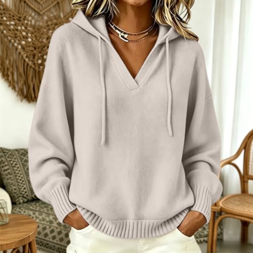 Sweaters for Women Oversized Knit Hooded Sweater Warm Cozy Pullover Tops - image 2