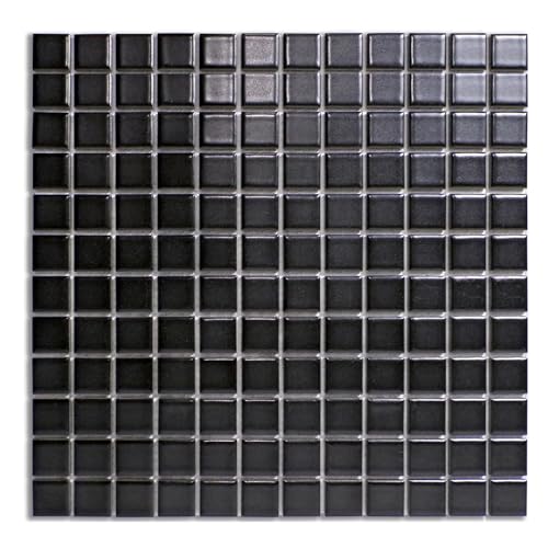 Tenedos HTCRC 1x1 Semi Glossy Square Black Porcelain Mosaic Tile