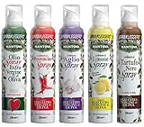 SPRAYLEGGERO Estuche Regalo: Aceite de oliva virgen extra y aromatizado con ajo, limón, guindilla y trufa negra (5x250 ml)
